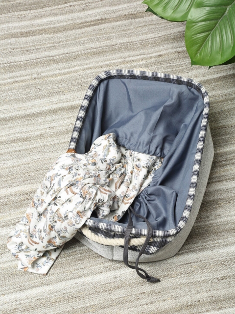 

HOSTA HOMES Set Of 2 Grey Checked Eco-Friendly Jute Cotton Organiser Baskets