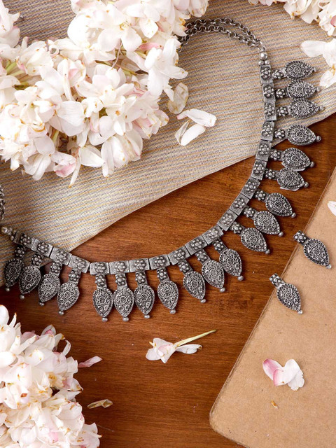 

TEEJH Oxidised Silver-Plated Jewellery Set