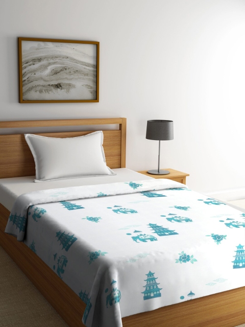 

Gulaab Jaipur White & Blue Hand Block Printed AC Room 350 GSM Single Bed Blanket