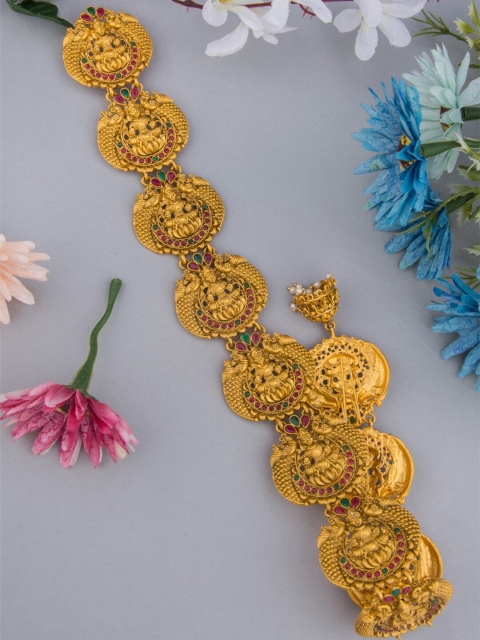 

Alankruthi Women Gold-Toned Embellished Lakshmi Peacock Stone Beads Chotis