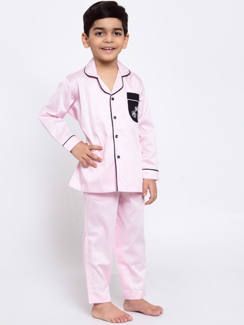 

MAXENCE Boys Pink & Black Night suit