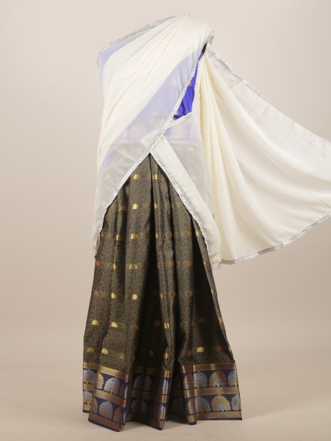 

Pothys Green & Off White Woven Design Half and Half Saree