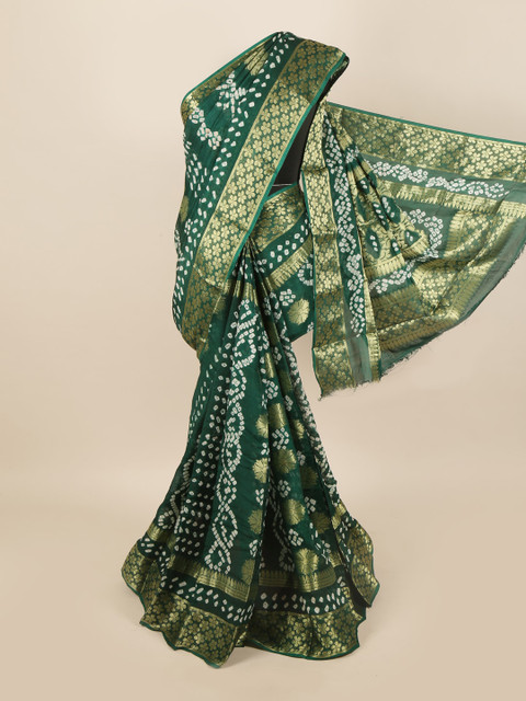 

Pothys Green & White Bandhani Art Silk Saree