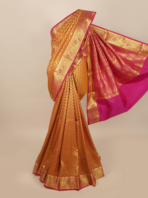 

Pothys Pink & Golden Ethnic Motifs Woven Design Saree