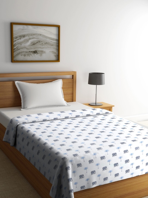 

Gulaab Jaipur White & Blue Hand Block Printed AC Room 350 GSM Single Bed Dohar