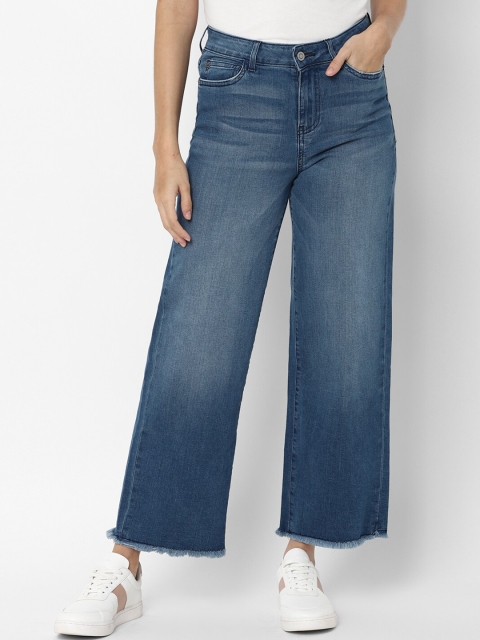 Allen Solly Woman Women Blue Wide Leg Heavy Fade Jeans