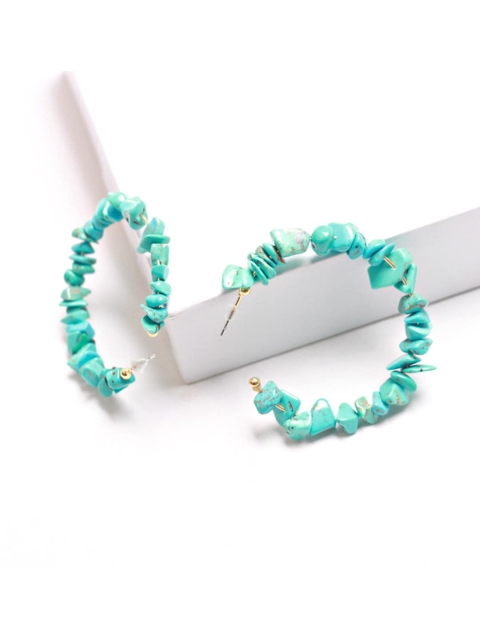 

YoungWildFree Blue Contemporary Half Hoop Earrings