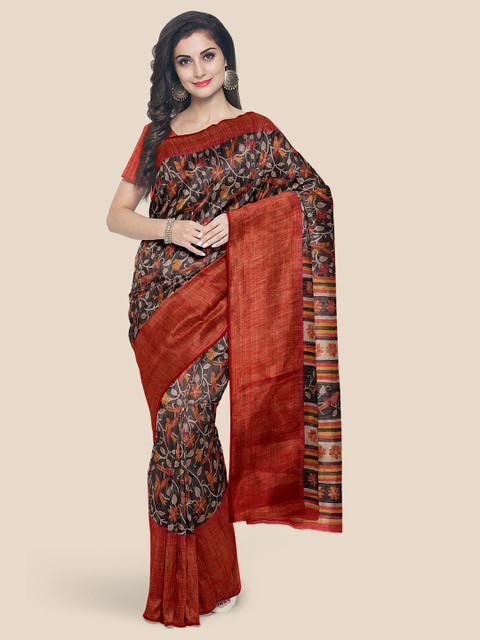 

Kalamandir Black & Red Ethnic Motifs Saree