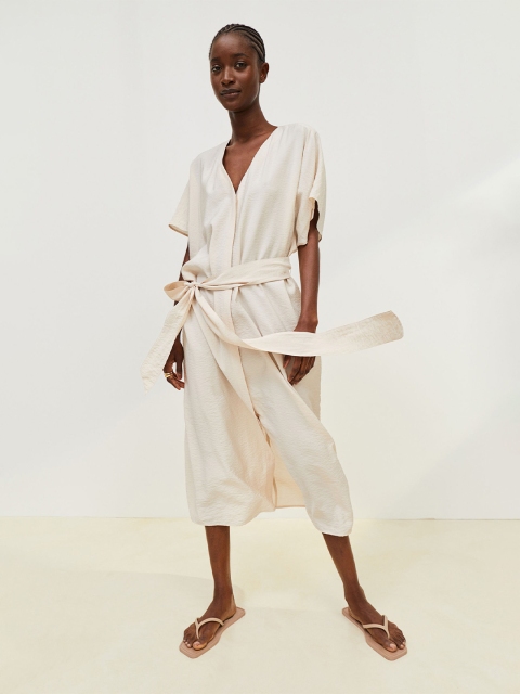 

H&M Women Beige Solid Tie Belt Kaftan