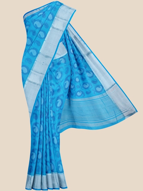 

Kalamandir Blue & Silve Printed Banarasi Saree