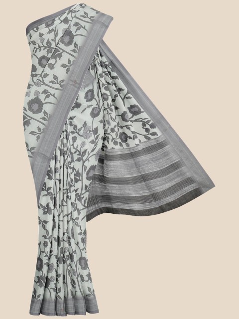 

Kalamandir Grey Floral Print Linen Blend Saree
