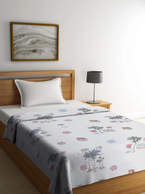 

Gulaab Jaipur White & Green Hand Block Printed AC Room 350 GSM Single Bed Blanket