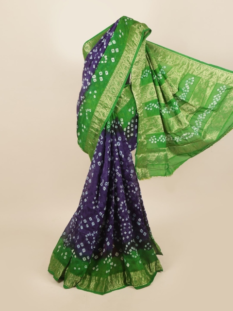

Pothys Blue & Green Bandhani Art Silk Saree