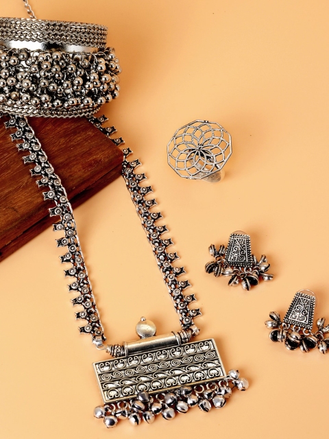 

TEEJH Women Oxidized Silver-Plated Jewellery Set