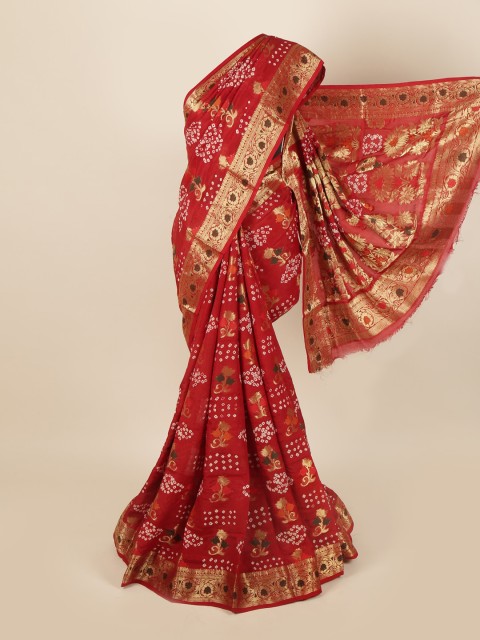 

Pothys Maroon & Golden Batik Art Silk Saree