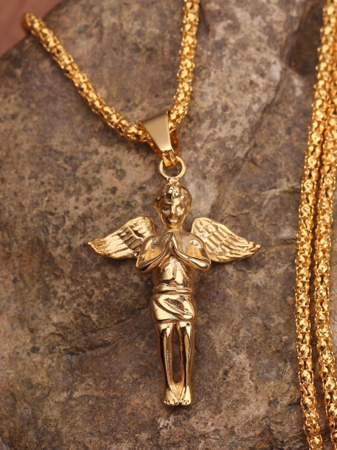 

YoungWildFree Gold-Toned Brass Gold-Plated Angel Necklace