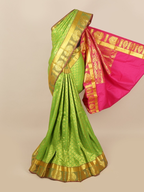 

Pothys Green & Golden Ethnic Motifs Woven Design Saree