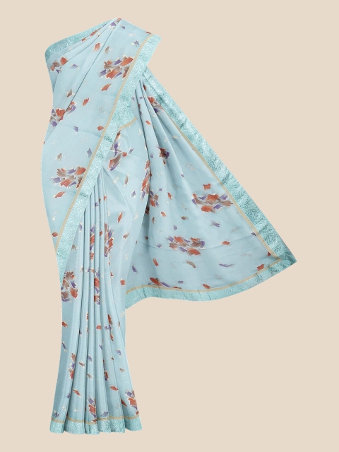 

Kalamandir Blue & Rust Red Abstract Printed Saree