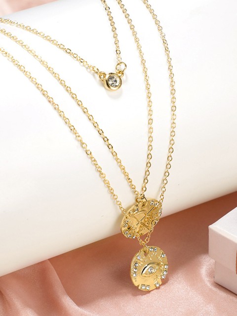 

YoungWildFree Gold-Toned & White Brass Gold-Plated Layered Necklace