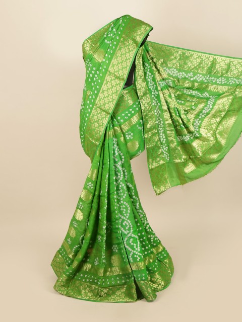 

Pothys Green & White Bandhani Zari Art Silk Saree