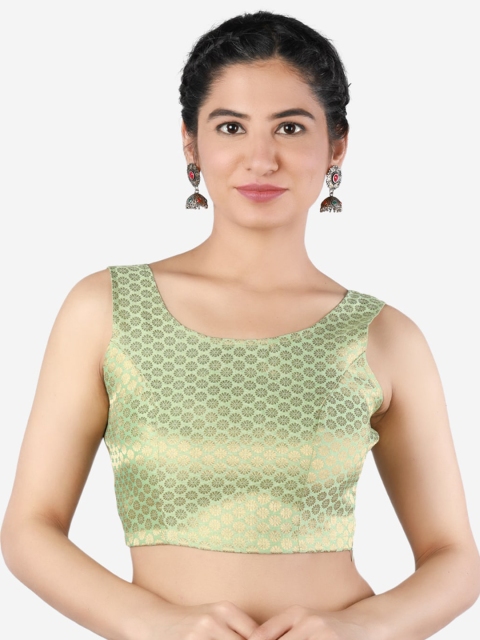 

Llajja Women Sea Green Woven Design Non-Padded Saree Blouse