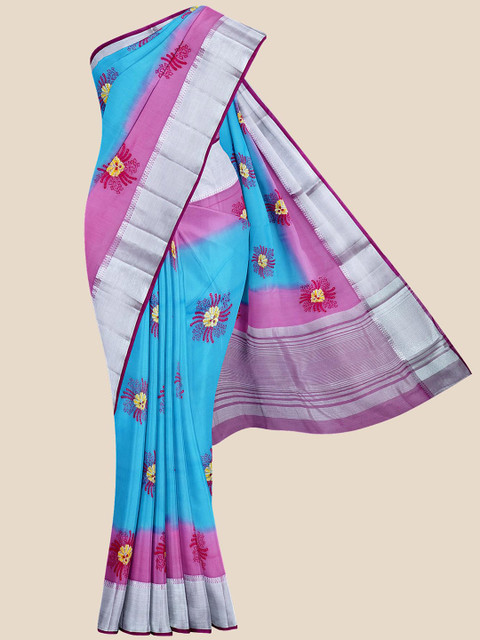 

Kalamandir Blue & Pink Ethnic Motifs Banarasi Saree