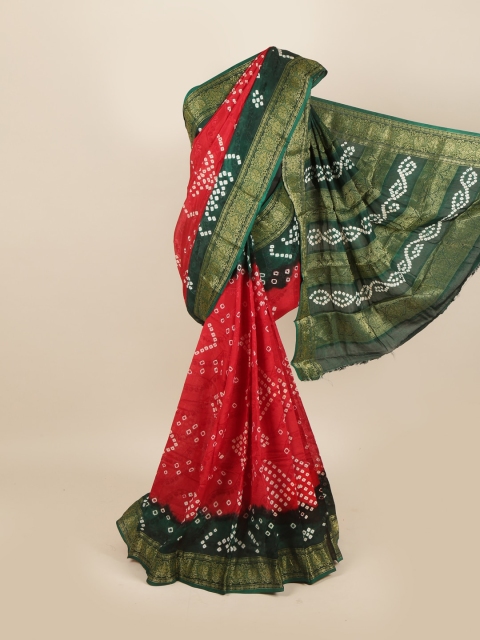 

Pothys Red & Green Bandhani Art Silk Saree