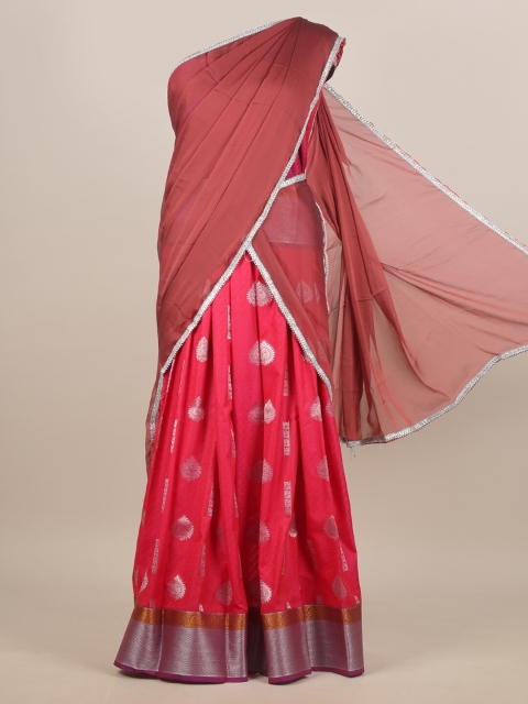 

Pothys Brown & Pink Ethnic Motifs Zari Half Saree