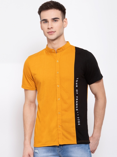 

KAY DEE Men Mustard Colourblocked Slim Fit Casual Shirt