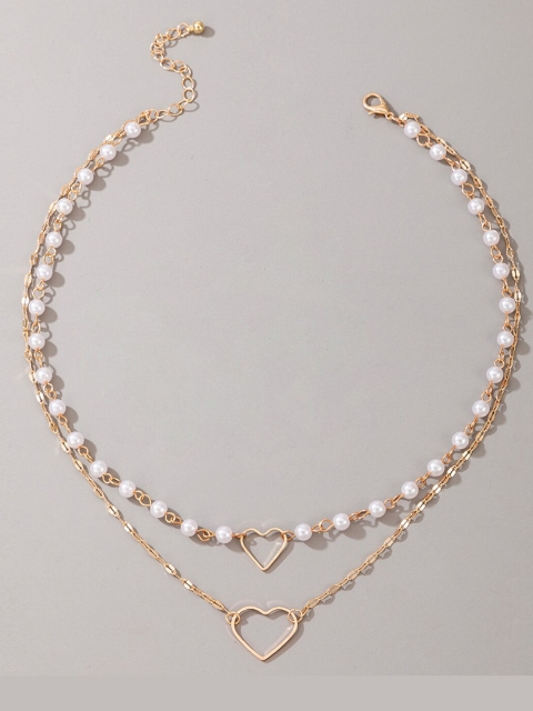 

YoungWildFree Gold-Toned & White Brass Gold-Plated Layered Necklace