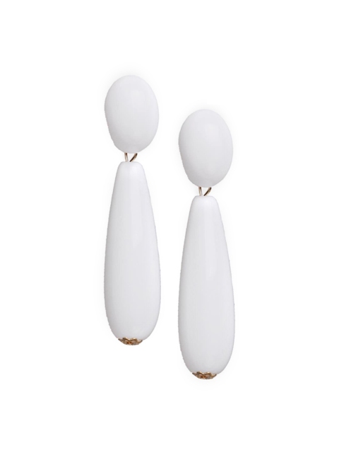 

YoungWildFree White Rhinstone Studded Contemporary Drop Earrings