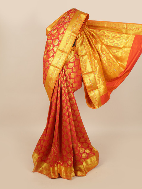 

Pothys Red & Golden Ethnic Motifs Woven Design Saree