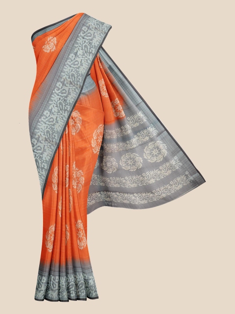 

Kalamandir Orange & Grey Printed Saree