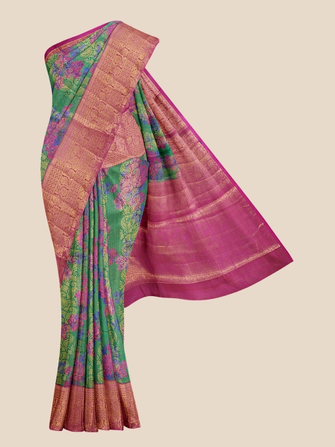 

Kalamandir Green & Pink Floral Banarasi Saree