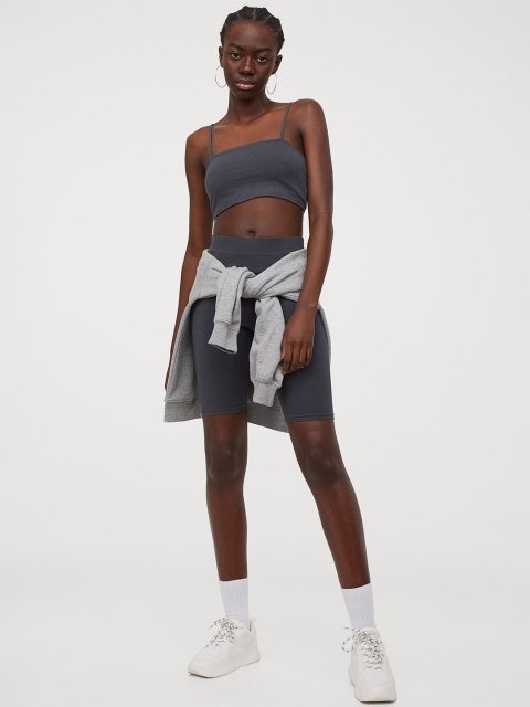 

H&M Women Grey Jersey Cropped Top