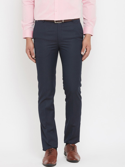 

Canary London Men Navy Blue Solid Slim Fit Formal Trousers