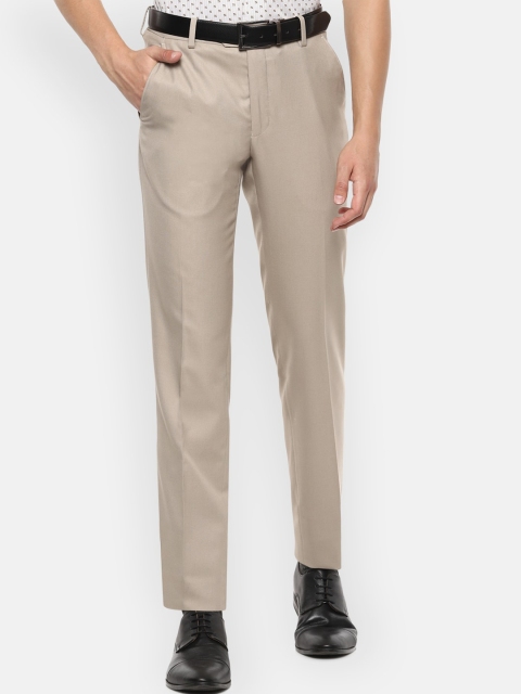 

Van Heusen Men Beige Textured Slim Fit Formal Trousers