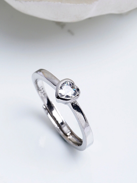

Shining Diva Fashion Platinum-Plated Silver-Toned White CZ-Studded Adjustable Finger Ring