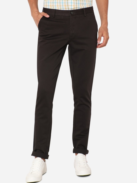 

JADE BLUE Men Brown Slim Fit Pure Cotton Trousers