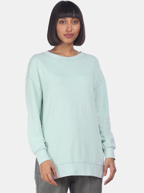 

GAP Women Green Hi-Lo Fleece Sweatshirt