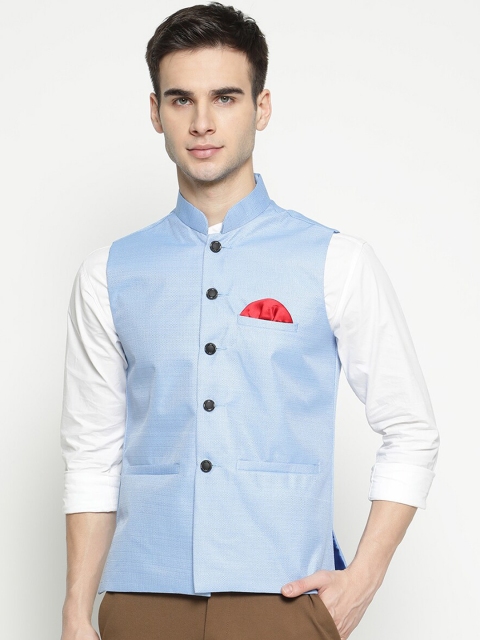 

V2 Value & Variety Men Blue Solid Woven Nehru Jacket