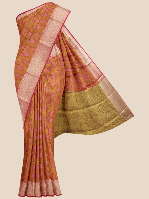 

Kalamandir Pink & Golden Woven Design Banarasi Saree