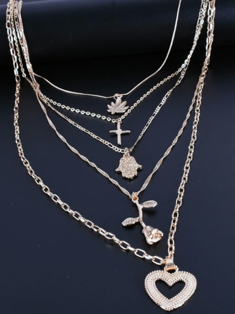

YoungWildFree Gold-Toned Brass Gold-Plated Layered Necklace