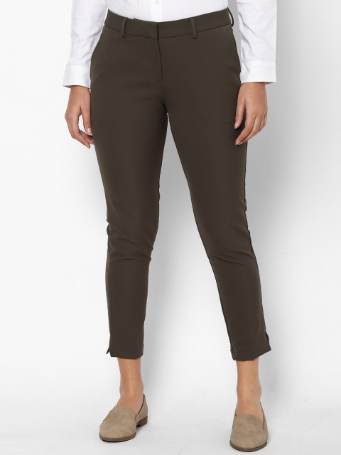 

Allen Solly Woman Women Olive Green Regular Fit Mid-Rise Trousers