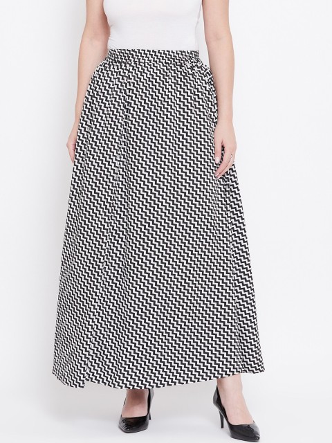 

Castle Women Black & White Zig Zag Printed Flared Maxi Crepe Skirt