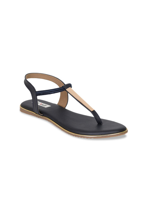 

Zyla Women Navy Blue Colourblocked T-Strap Flats