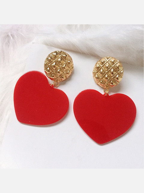 

YoungWildFree Red Heart Shaped Drop Earrings