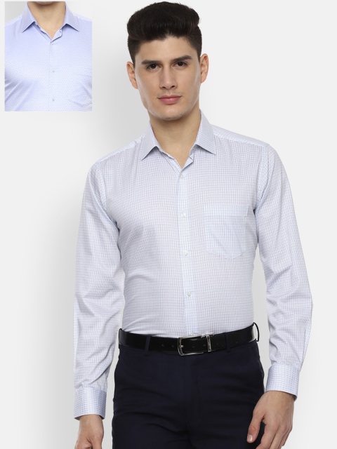 

Van Heusen Men Pack of 2 Blue Grid Checked & Textured Formal Shirts