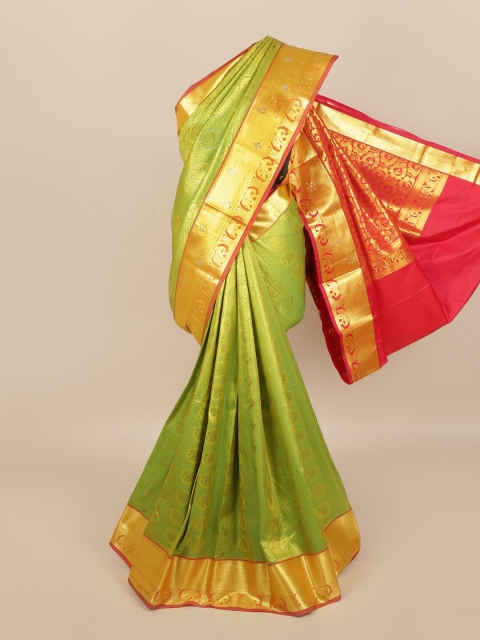 

Pothys Green & Golden Ethnic Motifs Woven Design Saree