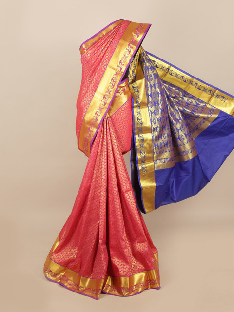 

Pothys Pink & Golden Ethnic Motifs Woven Design Saree
